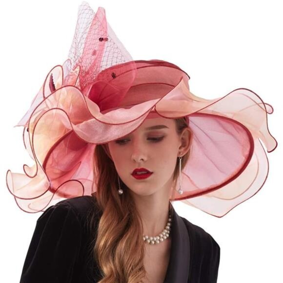 Women\'s Organza Church Derby Hat Wide Brim Sun Hat main image 6